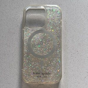 Kate Spade Holographic Glitter Phone Case - Silver iPhone 15